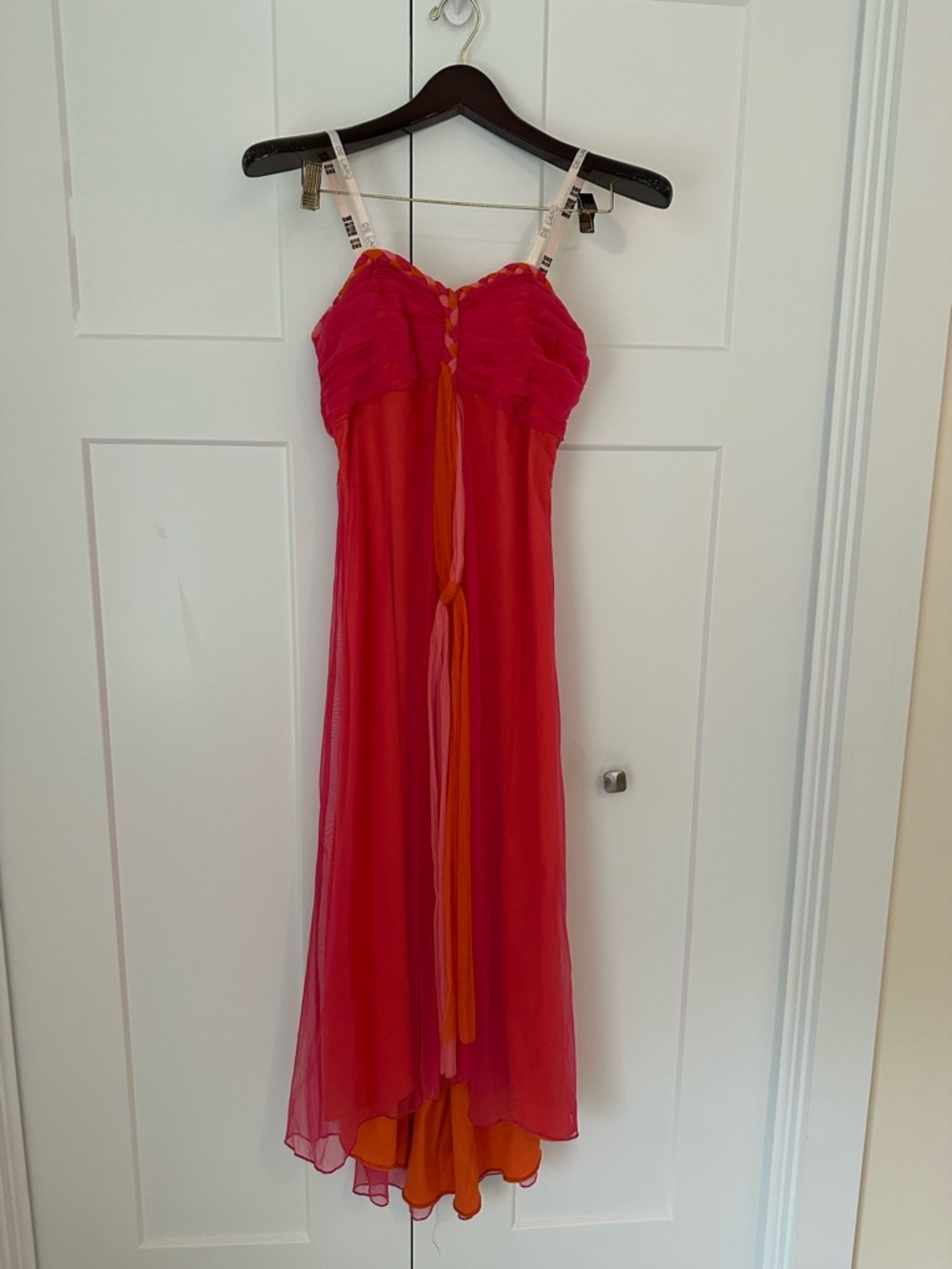 De Laru by Sheila Yen Bright Orange and Hot Pink Strapless‎ Party Dress